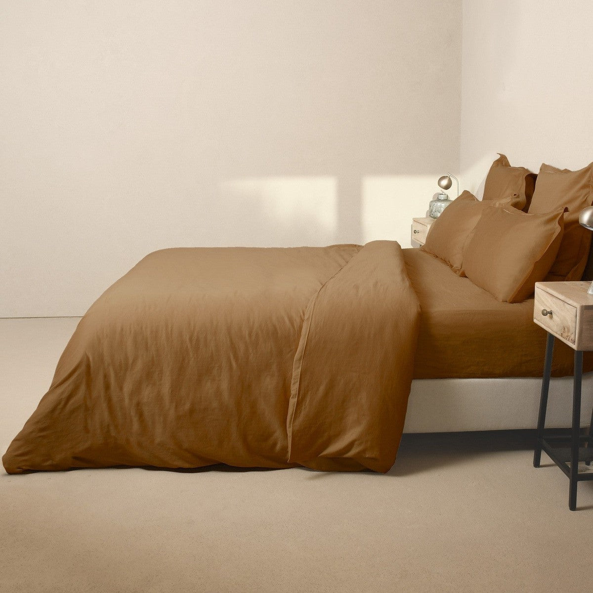 Housse de couette satin de coton caramel JULIA - febronie.com