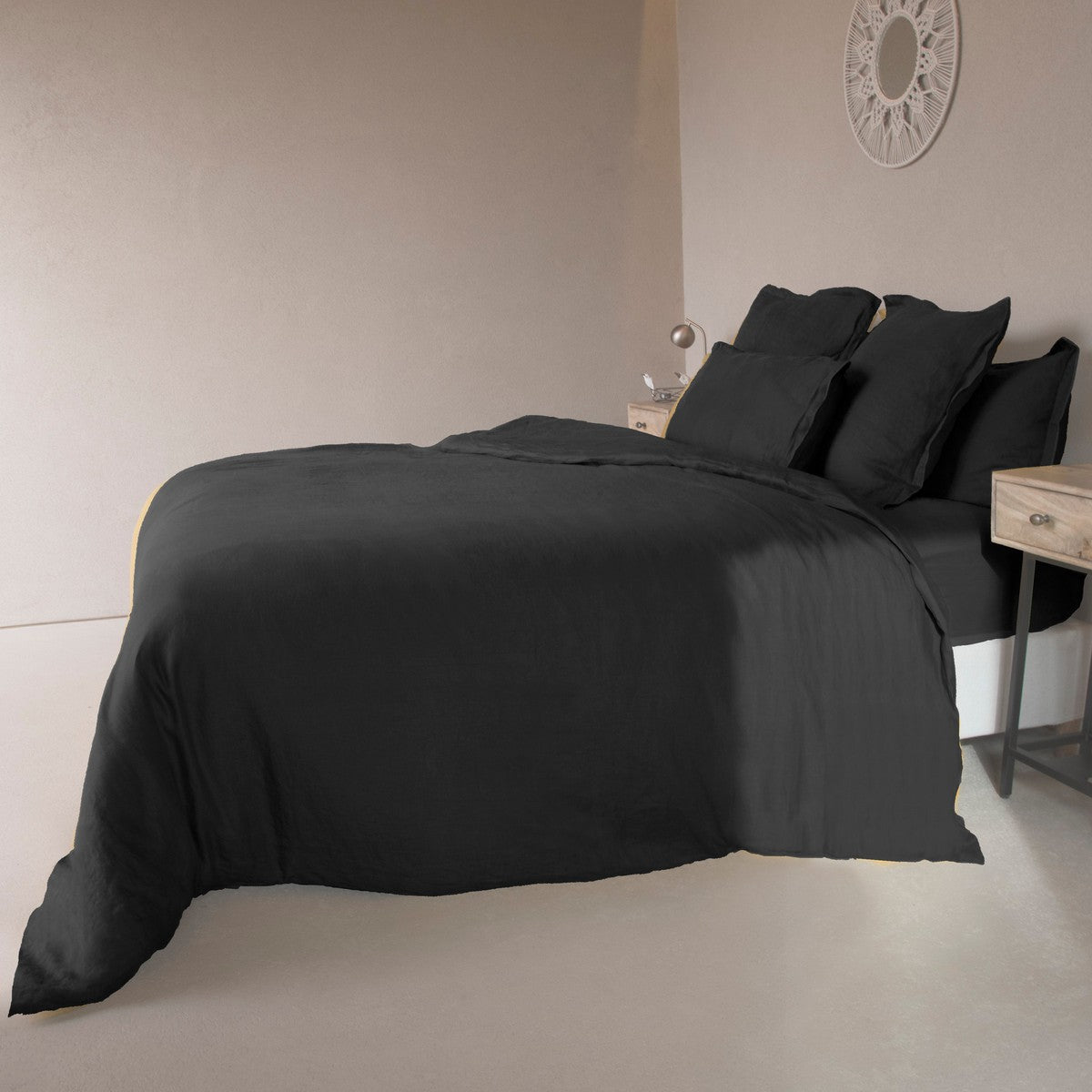 Housse de couette lin lavé ardoise HORTENSE - febronie.com
