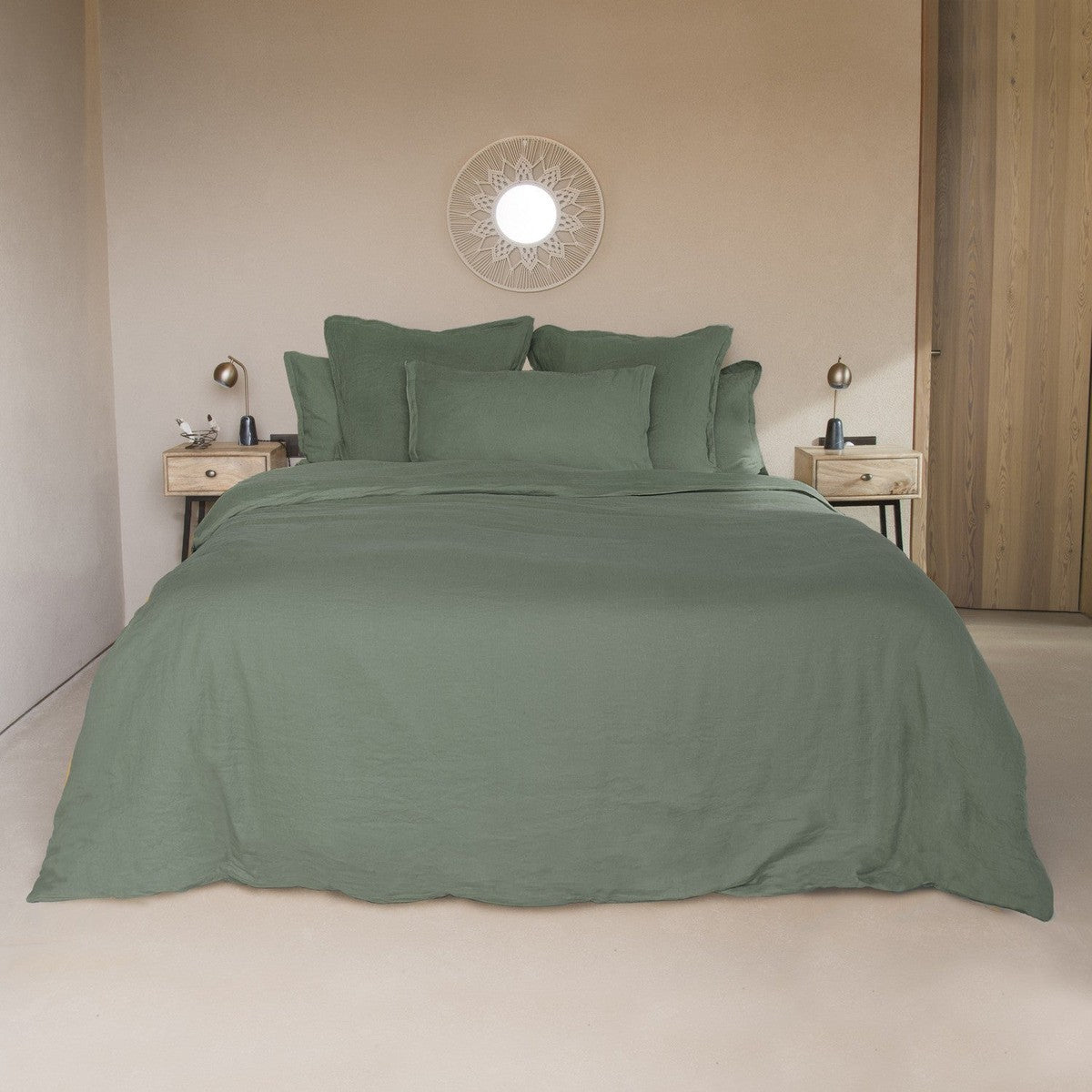 Housse de couette lin lavé pistache HORTENSE