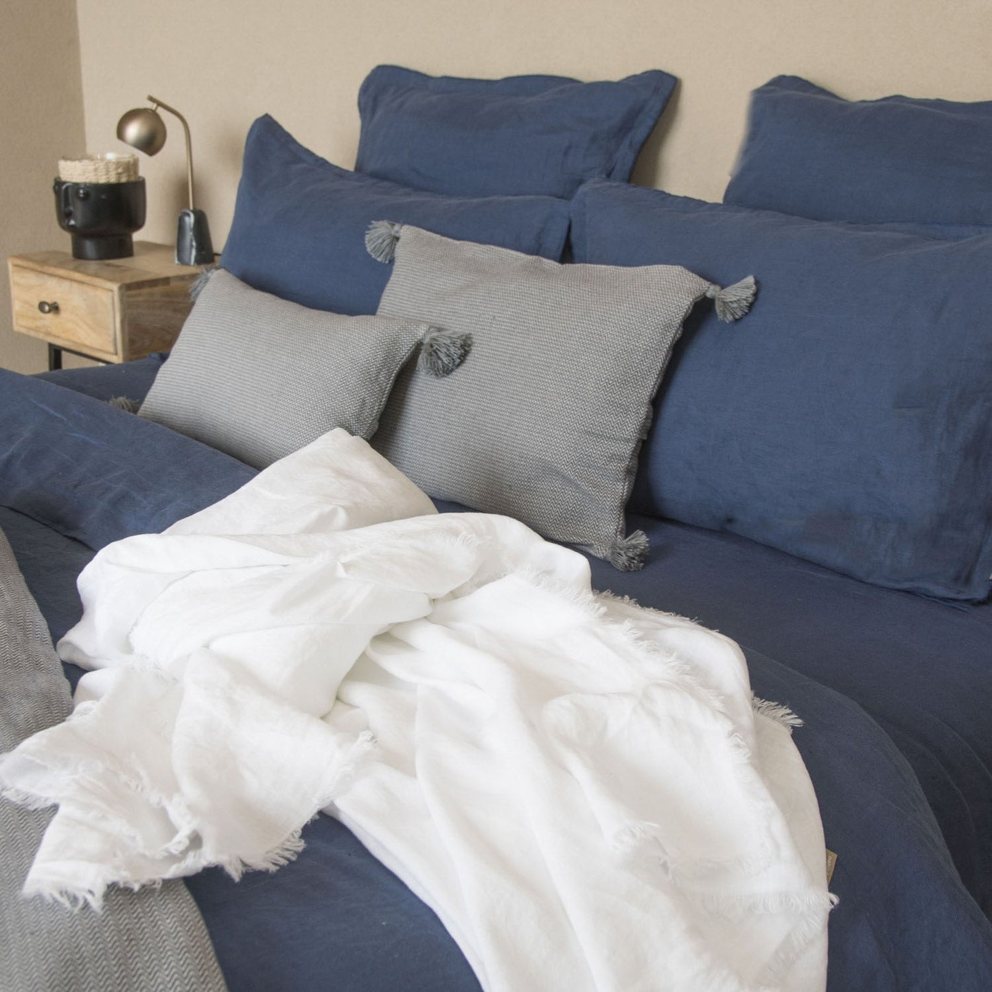 HORTENSE washed linen bedspread 180x260