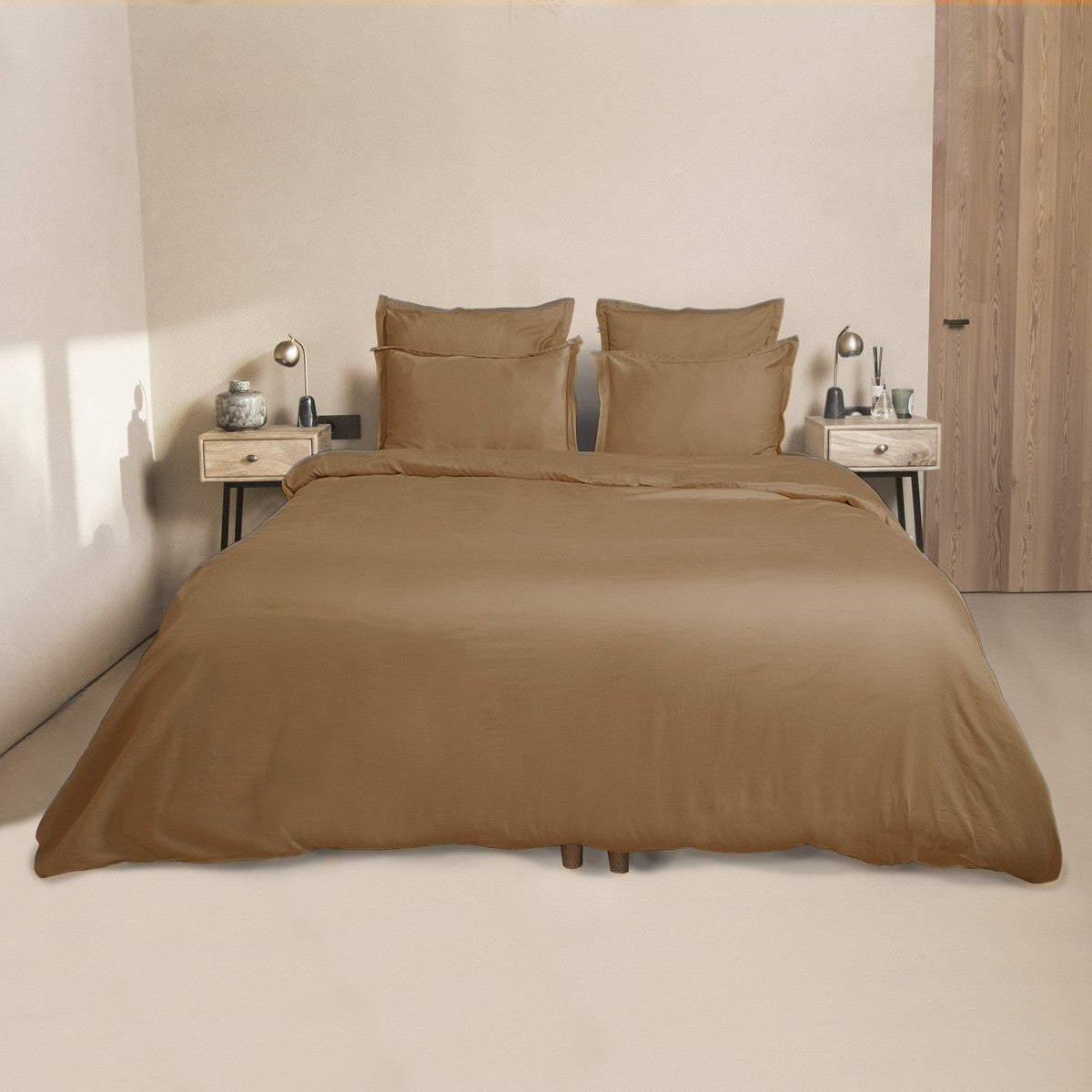 Housse de couette satin de coton caramel JULIA febronie.com