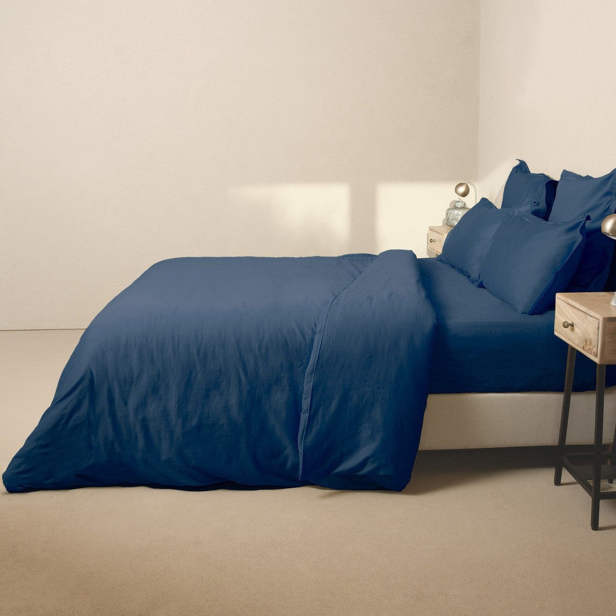 Housse de couette satin de coton indigo JULIA - febronie.com