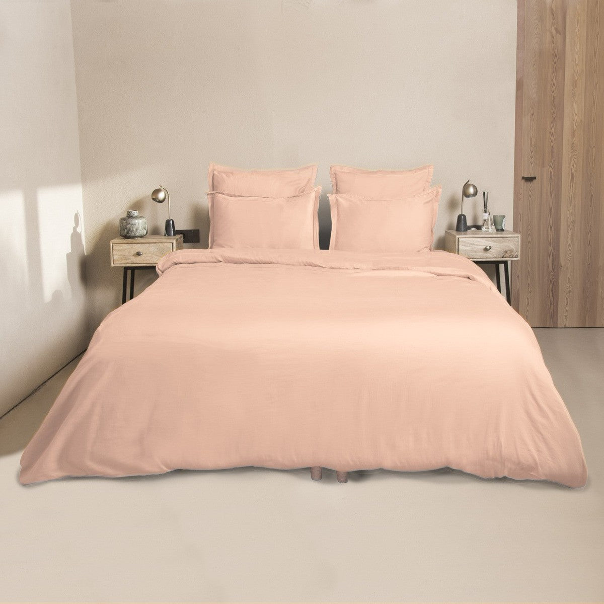 Housse de couette satin de coton rose JULIA - febronie.com
