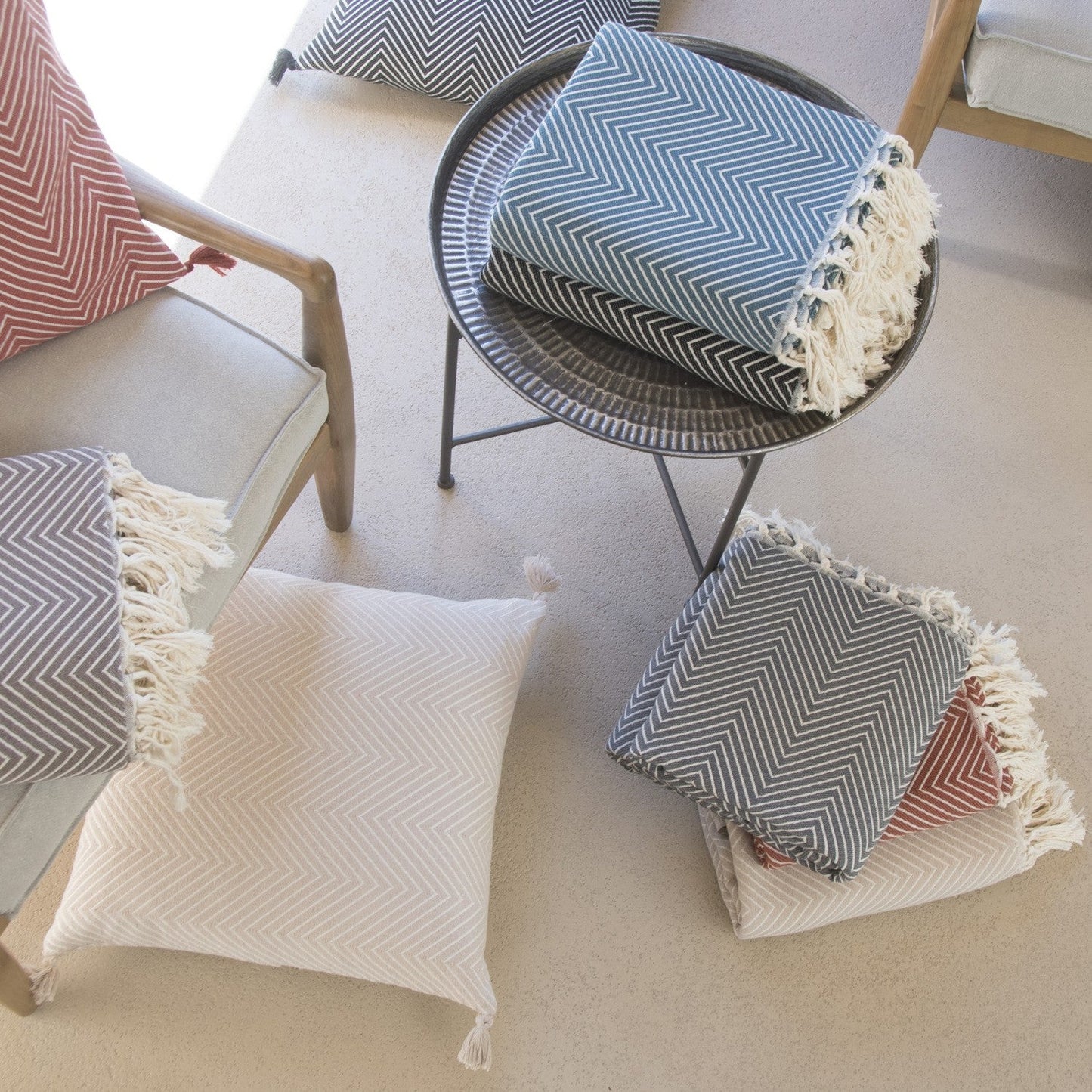 Plaid coton bleu pétrole AMSTERDAM febronie.com