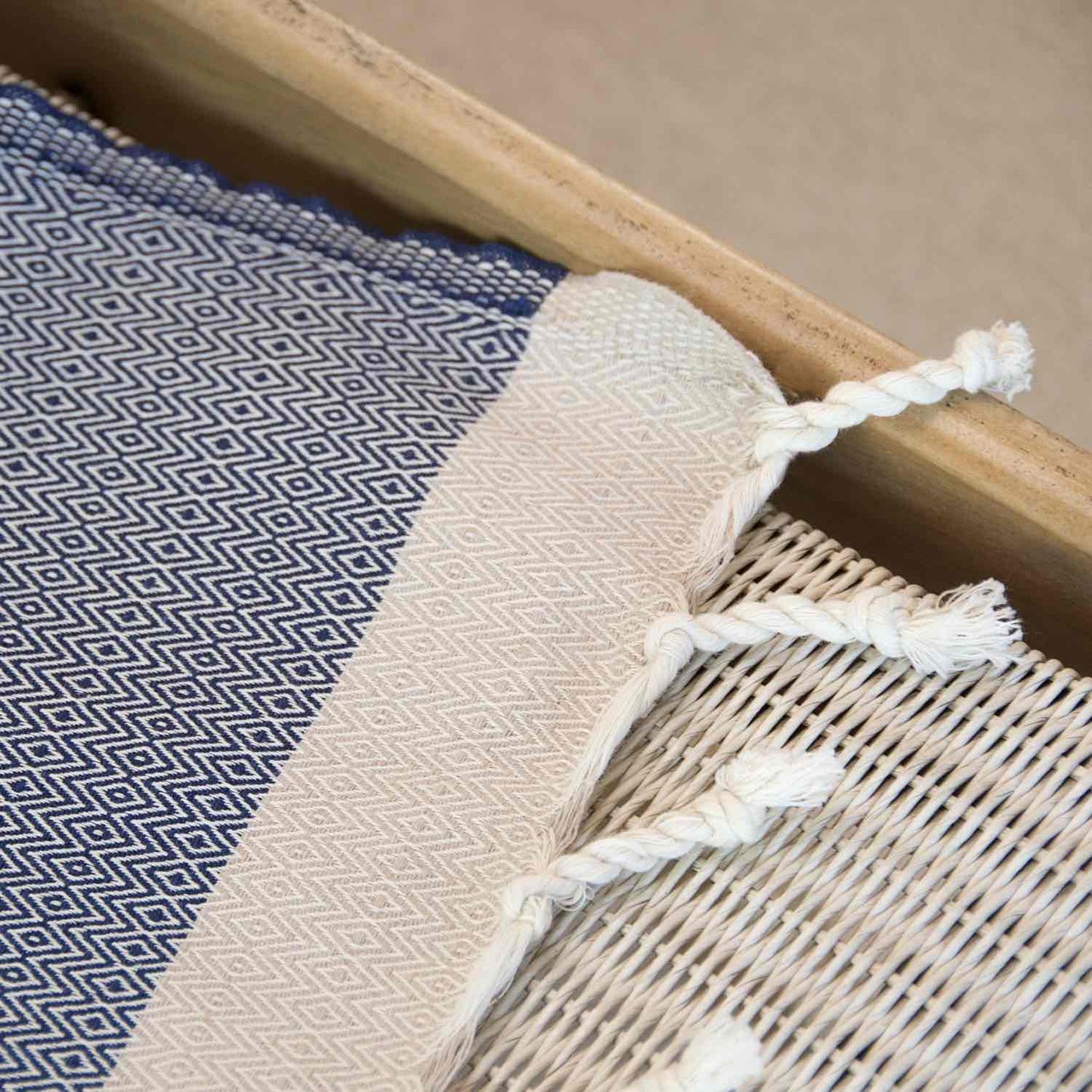 Plaid coton bleu marine COURCHEVEL febronie.com