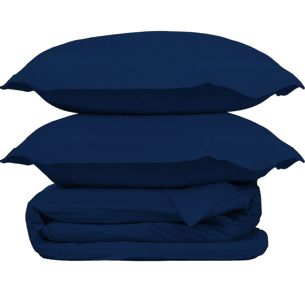 Parure + taies 50x70 satin de coton bleu indigo JULIA