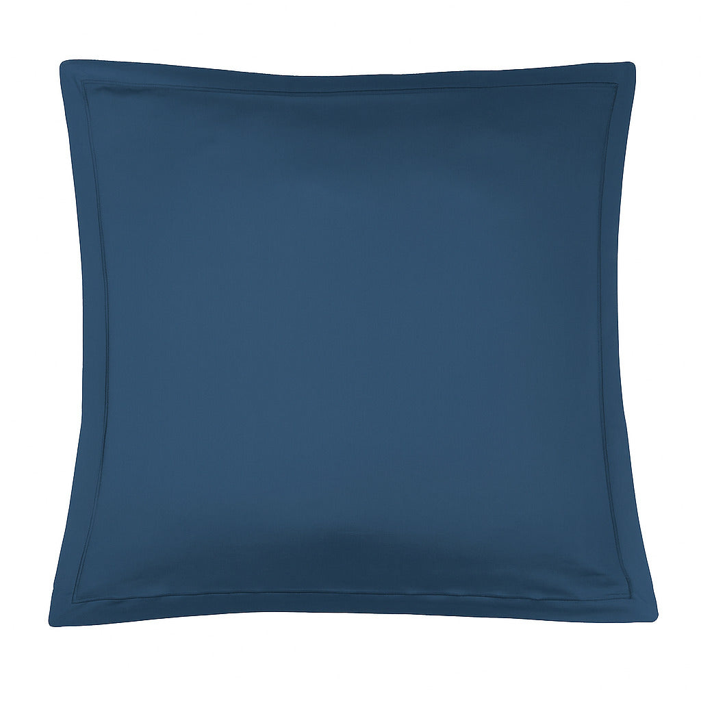 Parure + taies 50x70 satin de coton bleu indigo JULIA