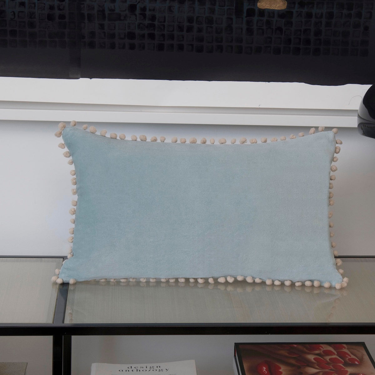 Cushion cover in cotton velvet AVORIAZ 50x30