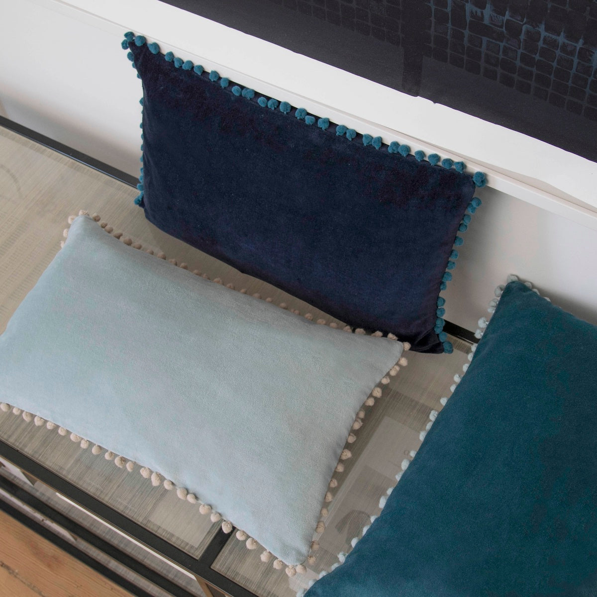 Cushion cover in cotton velvet AVORIAZ 50x30