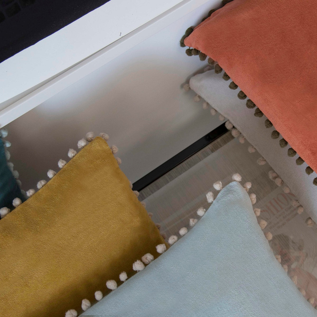 Cushion cover in cotton velvet AVORIAZ 50x30