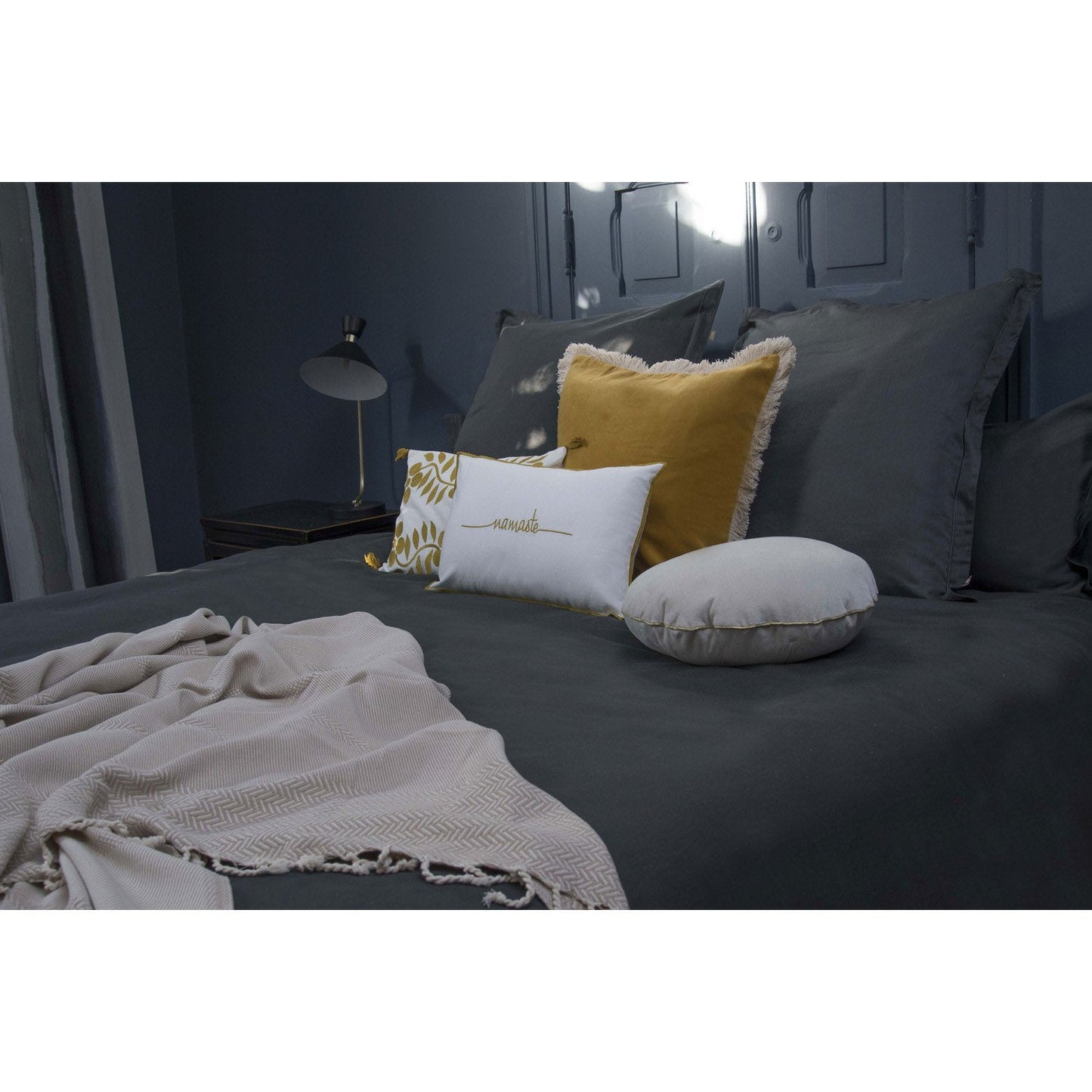 Plaid coton taupe clair OSLO febronie.com