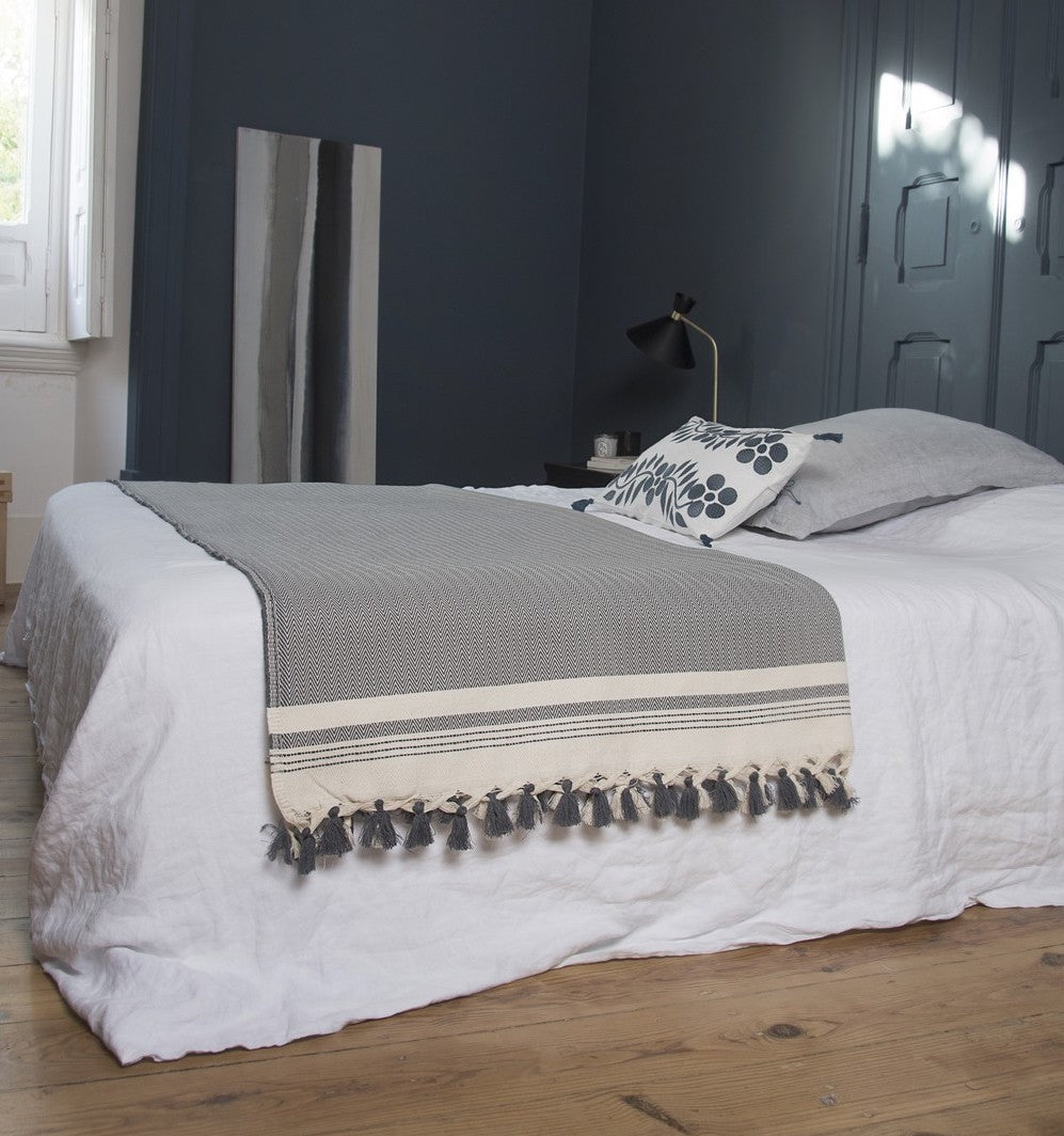 Plaid coton gris moyen IVAN febronie.com