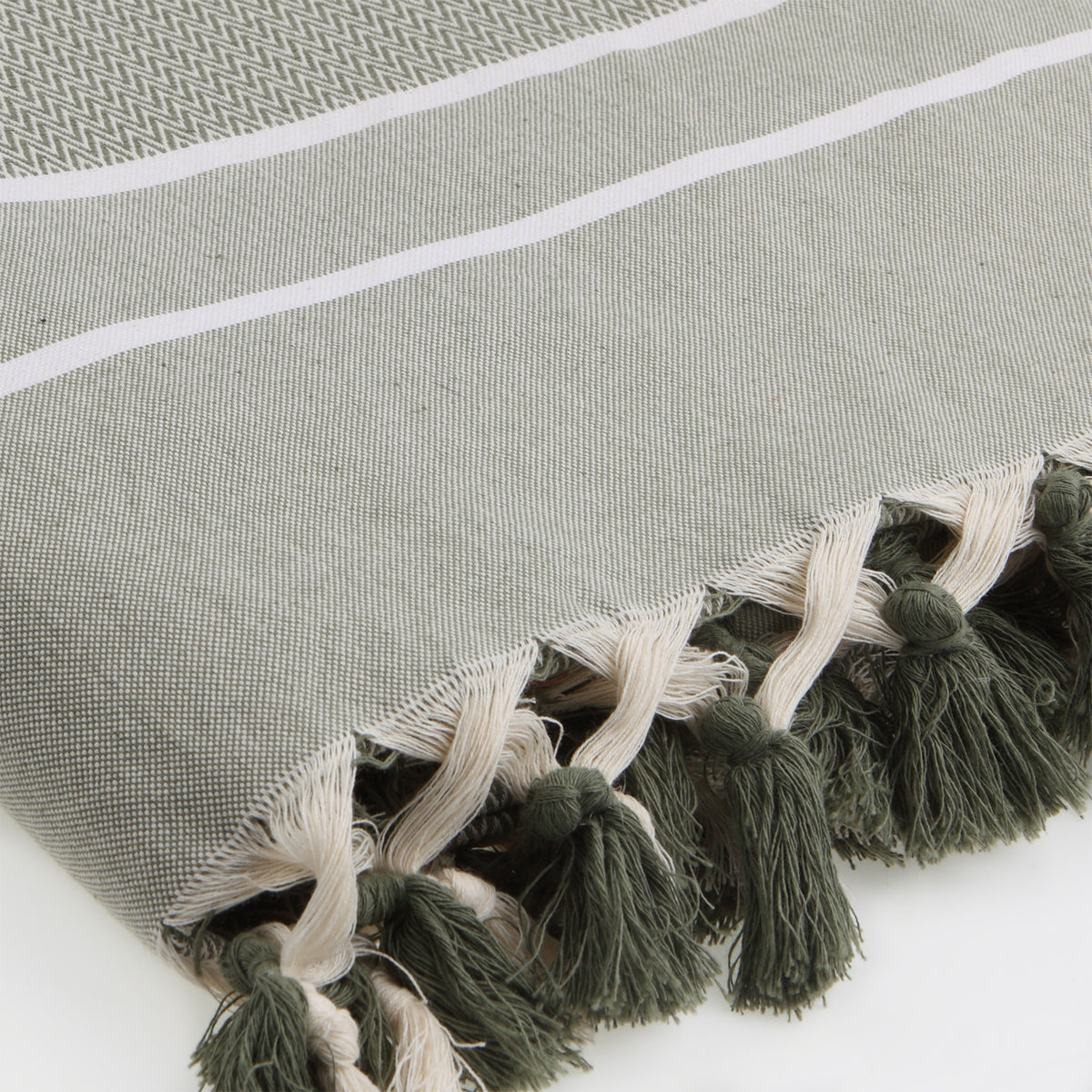 Plaid coton vert olive STOCKHOLM febronie.com