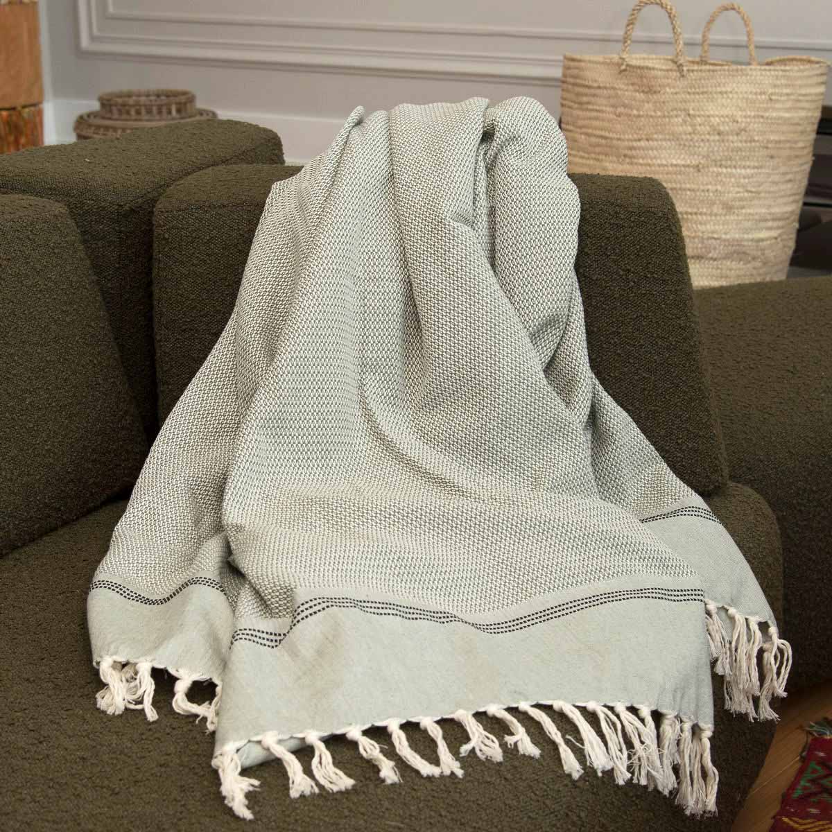 Plaid grand modèle coton HANA 160x250 cm