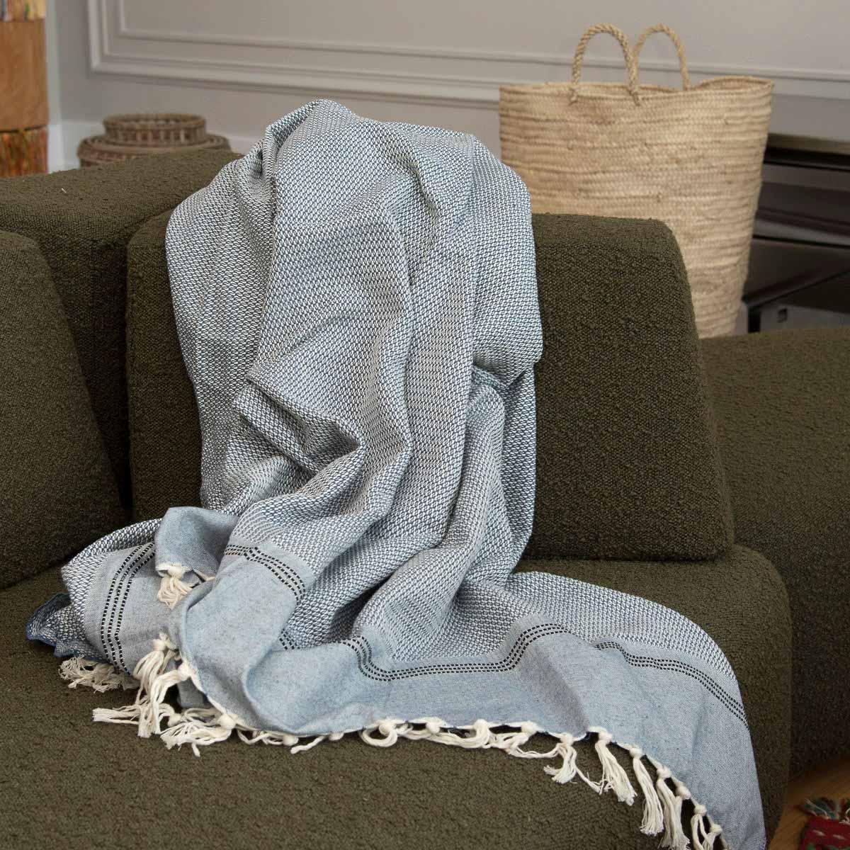 Plaid grand modèle coton HANA 160x250 cm