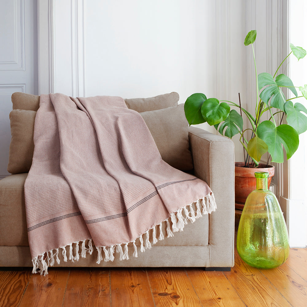 Plaid grand modèle coton HANA 160x250 cm