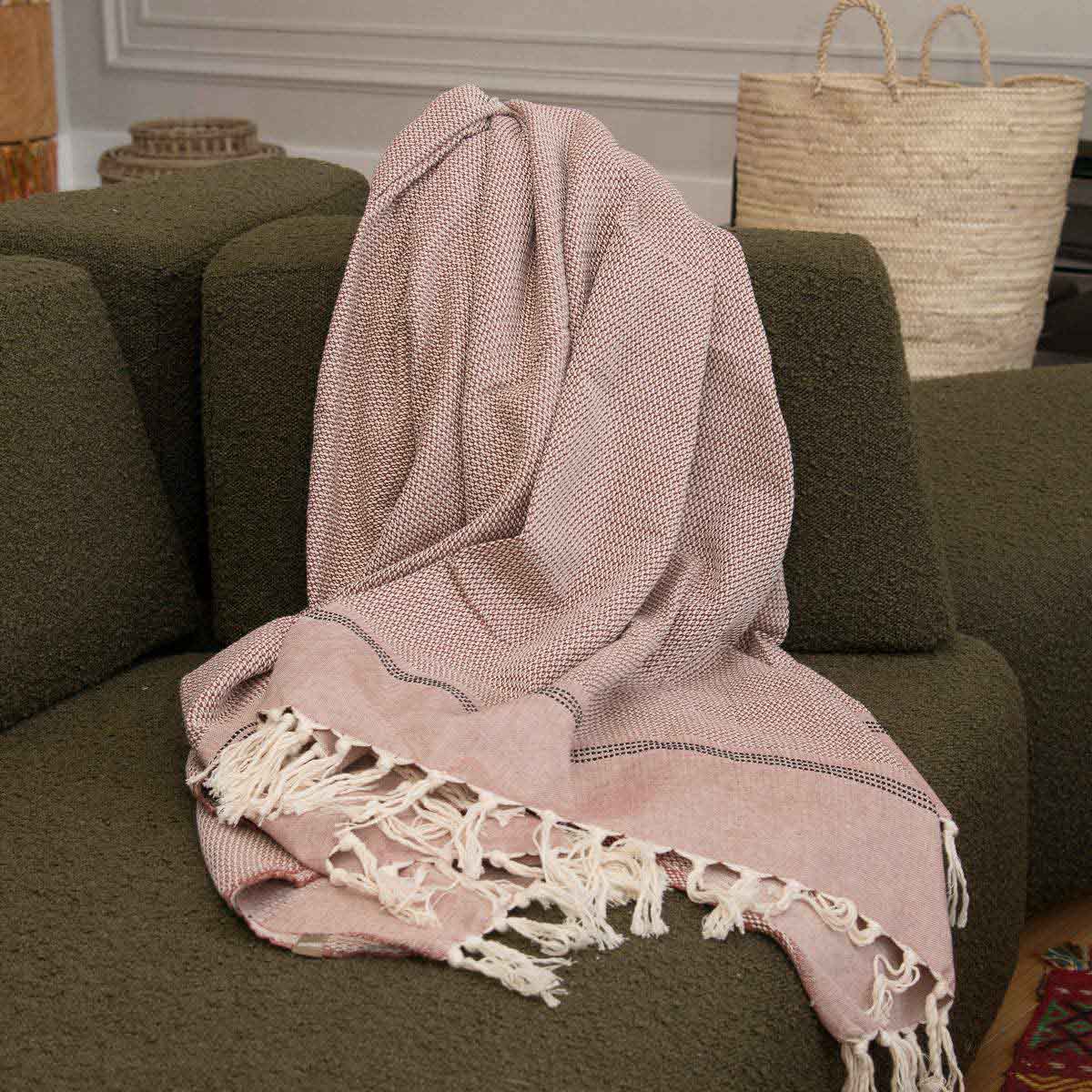 Plaid grand modèle coton HANA 160x250 cm