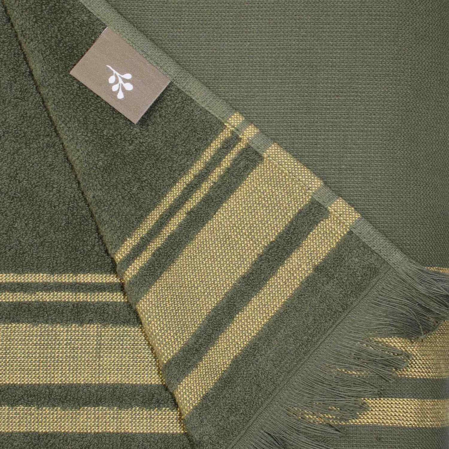 Terry fouta in cotton khaki green 100x180 FARO