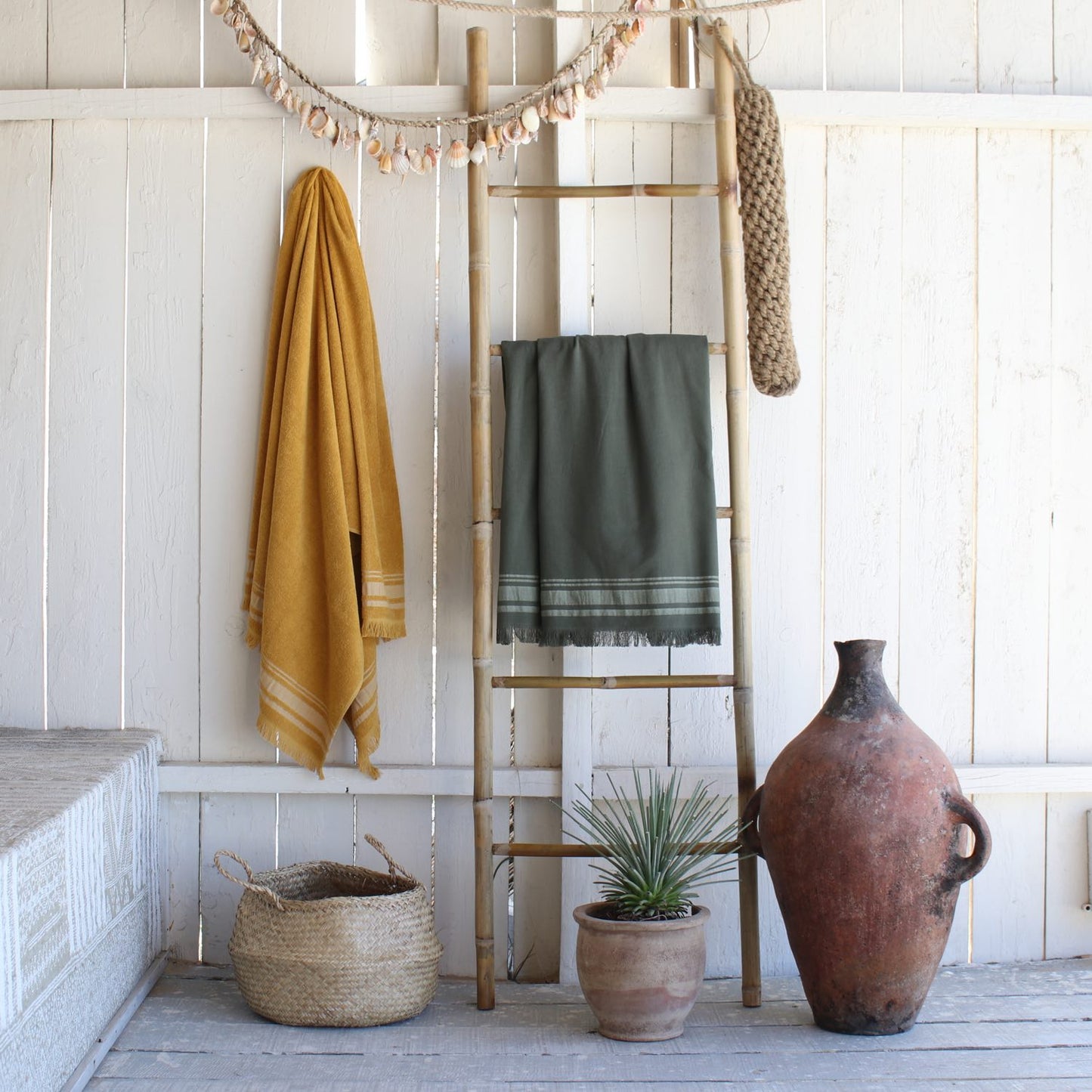 Terry fouta in cotton khaki green 100x180 FARO