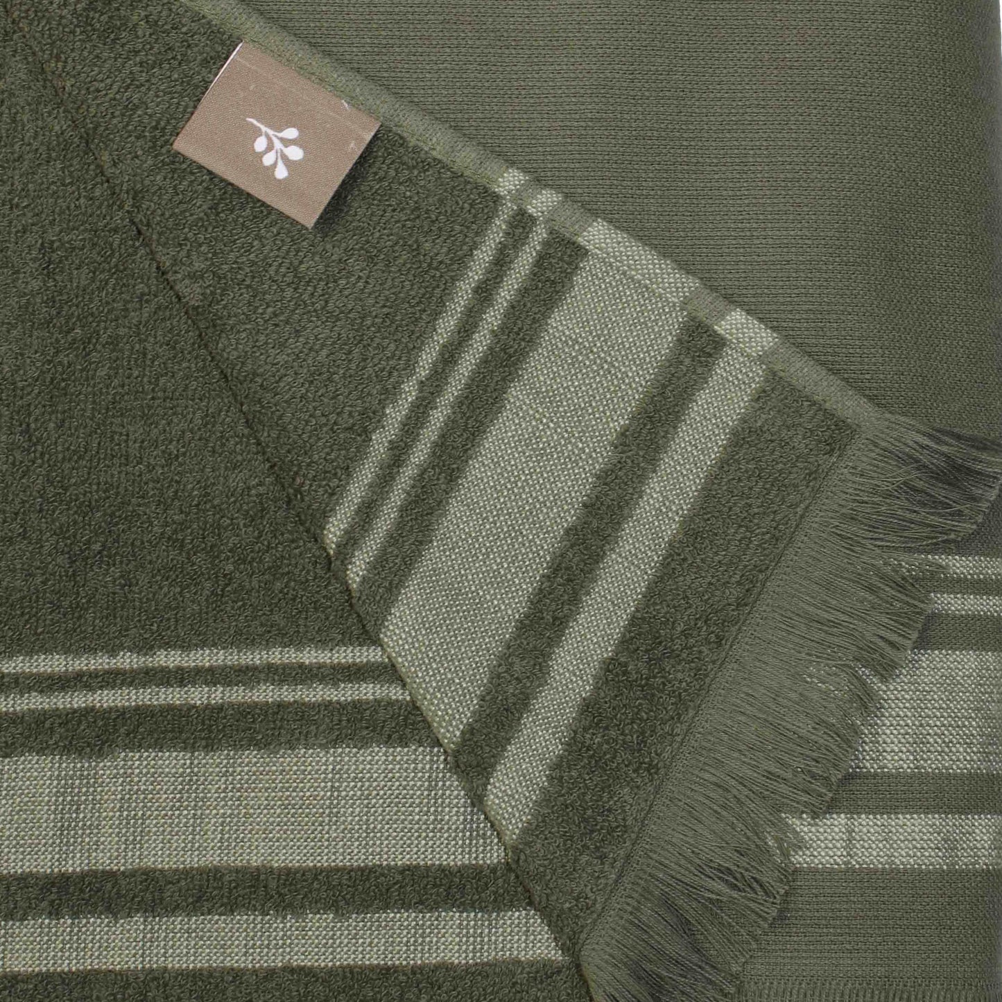 Terry fouta in cotton khaki green 100x180 FARO