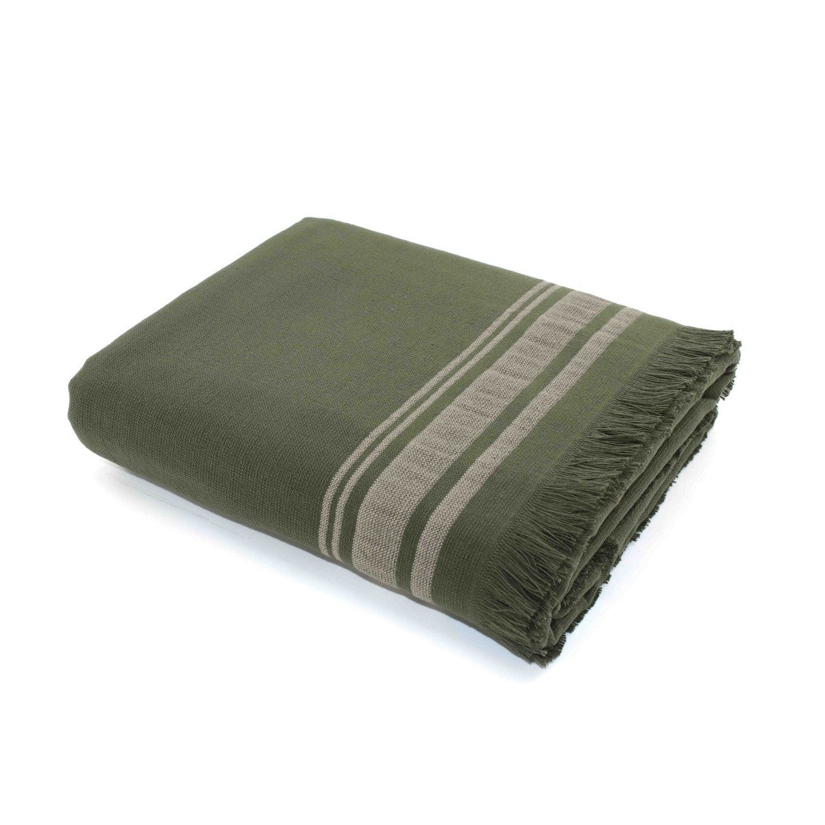 Fouta éponge coton vert kaki 100x180 FARO - febronie.com
