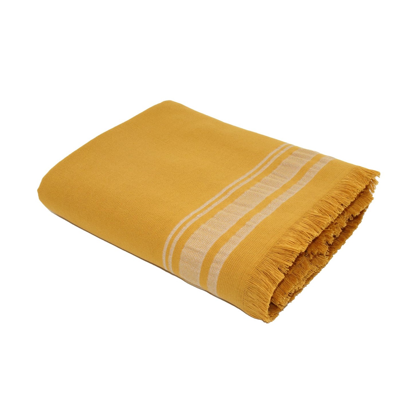 Fouta éponge coton jaune moutarde 100x180 FARO