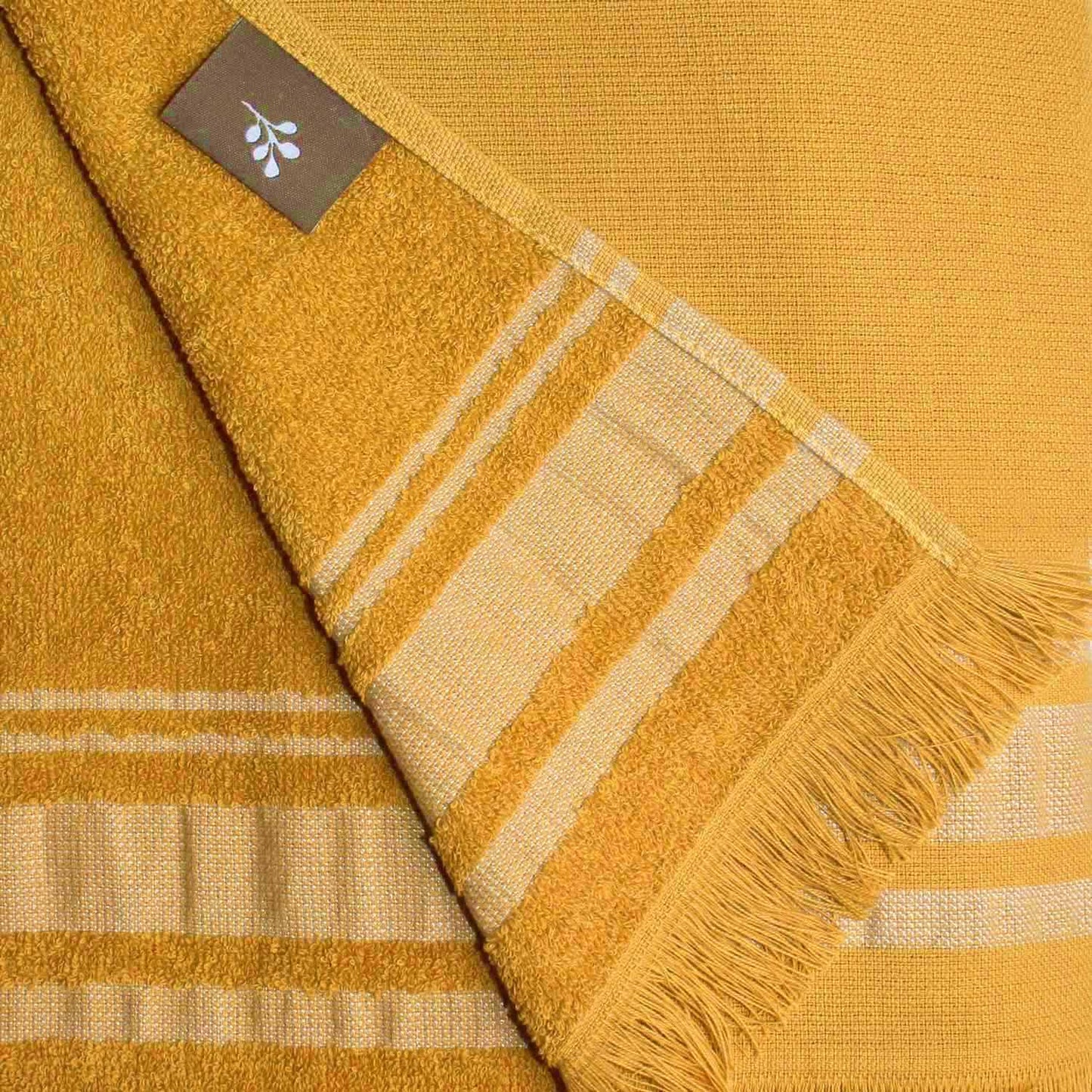 Fouta éponge coton jaune moutarde 100x180 FARO