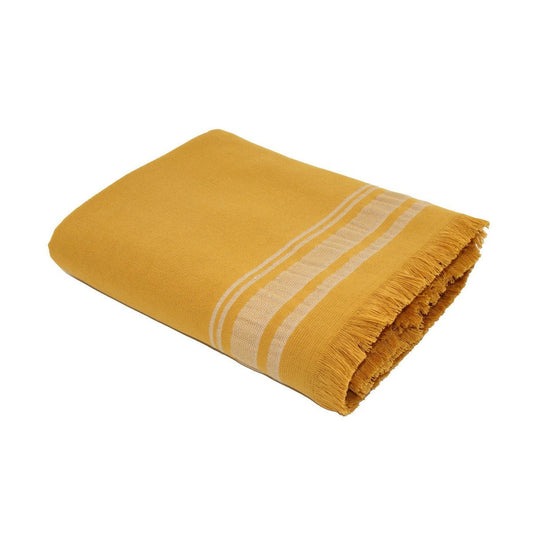 Fouta éponge coton jaune moutarde 100x180 FARO - febronie.com