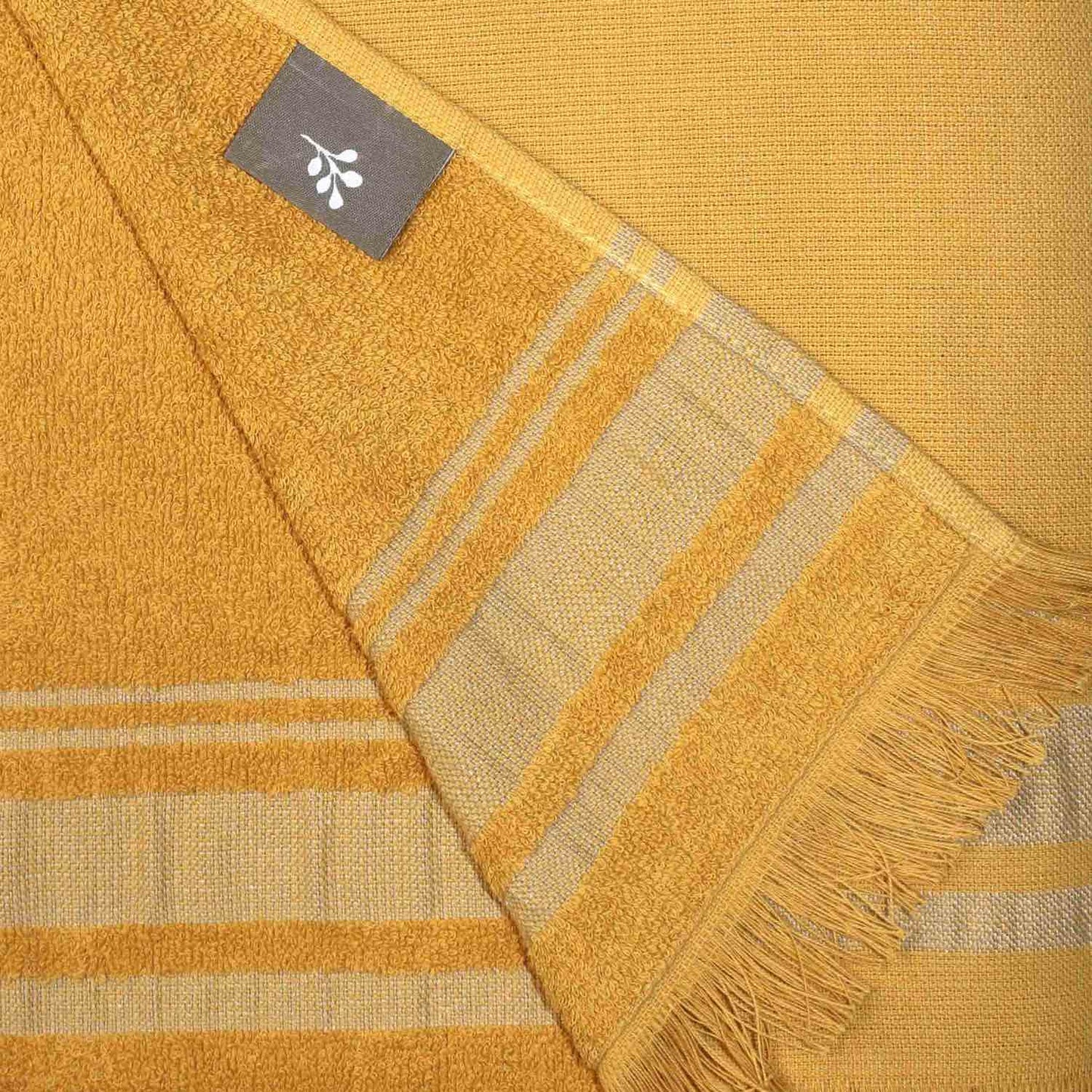 Fouta éponge coton jaune moutarde 100x180 FARO