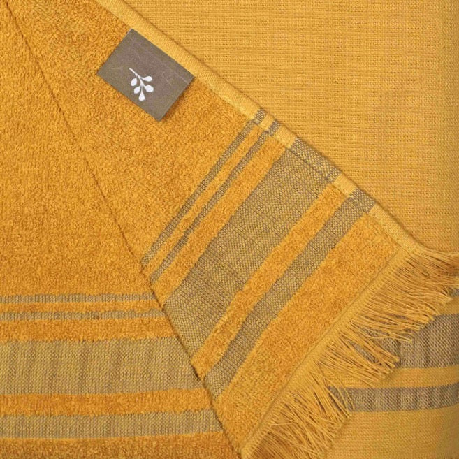 Fouta éponge coton jaune moutarde 100x180 FARO