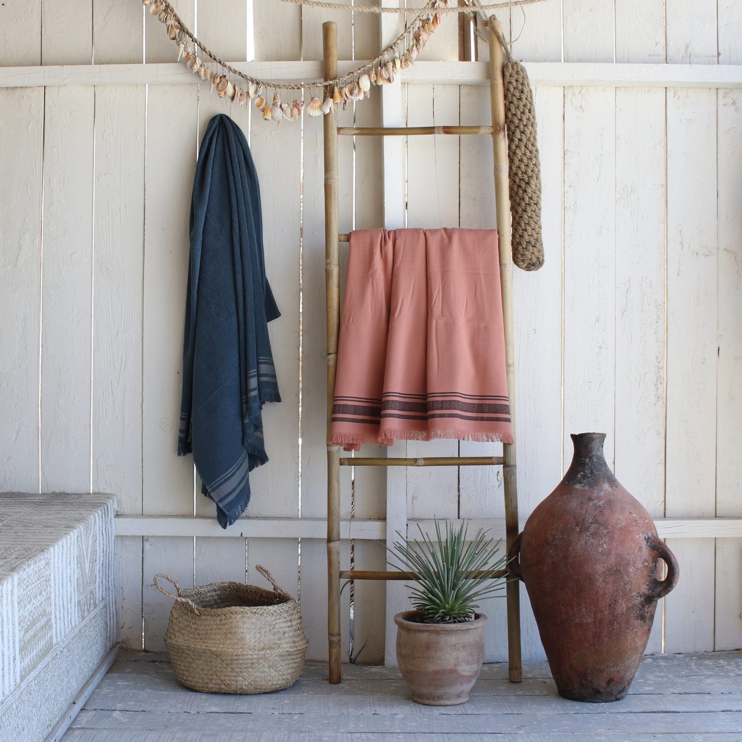 Fouta éponge coton rose argile 100x180 FARO