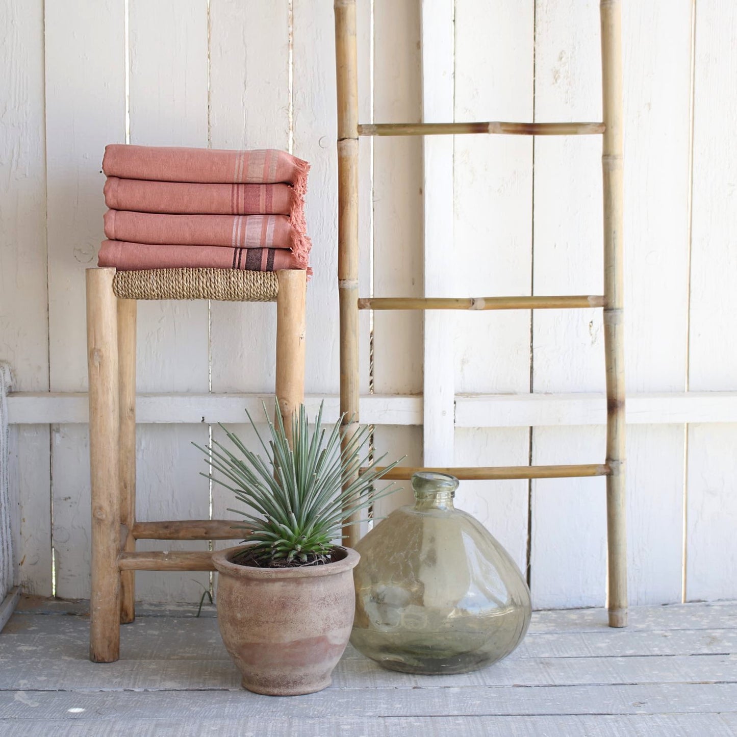 Fouta éponge coton rose argile 100x180 FARO