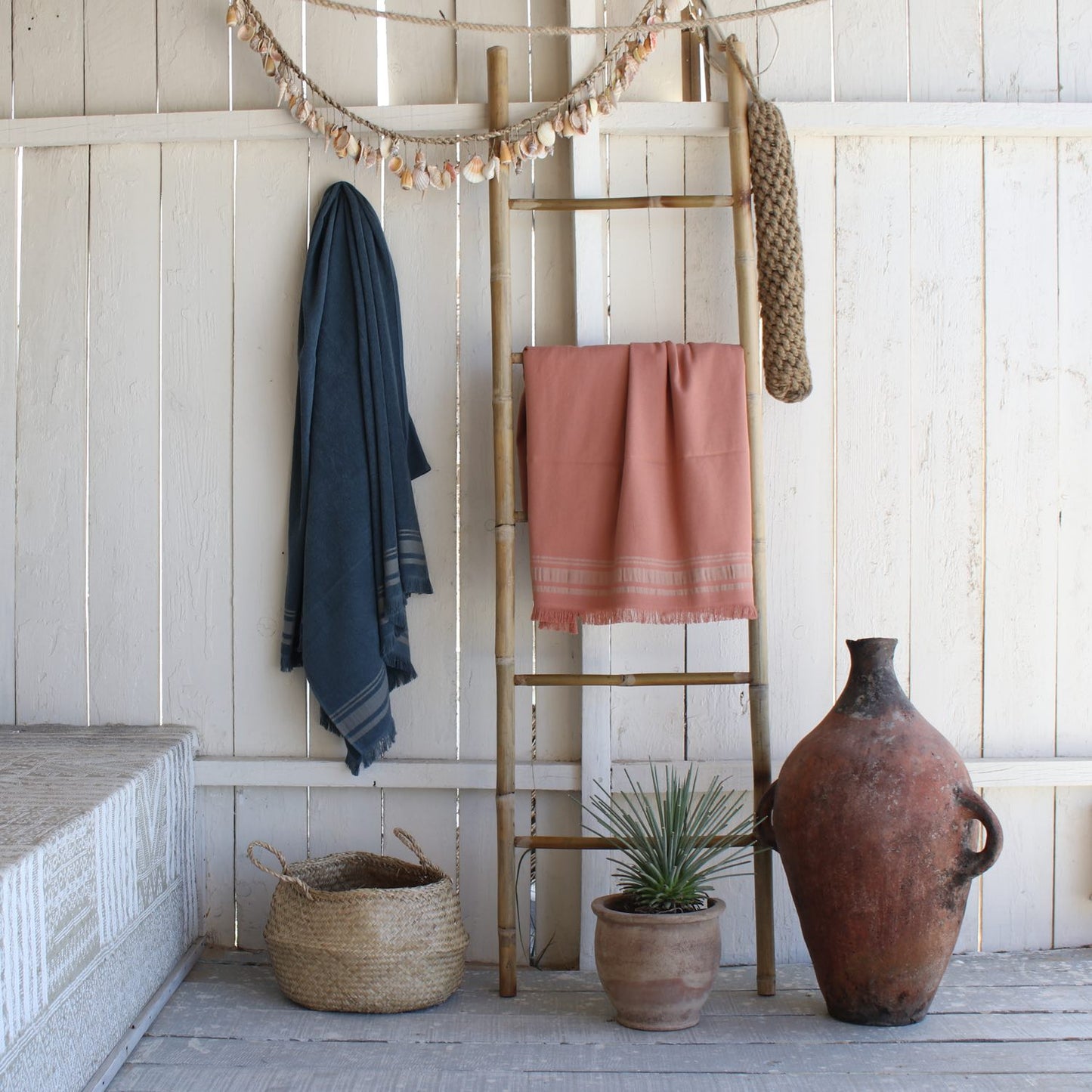 Fouta éponge coton rose argile 100x180 FARO