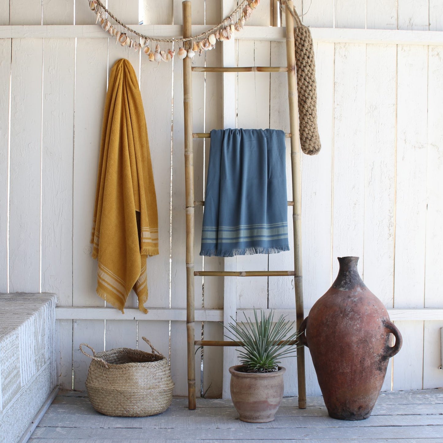 Terry fouta in cotton stormy blue 100x180 FARO