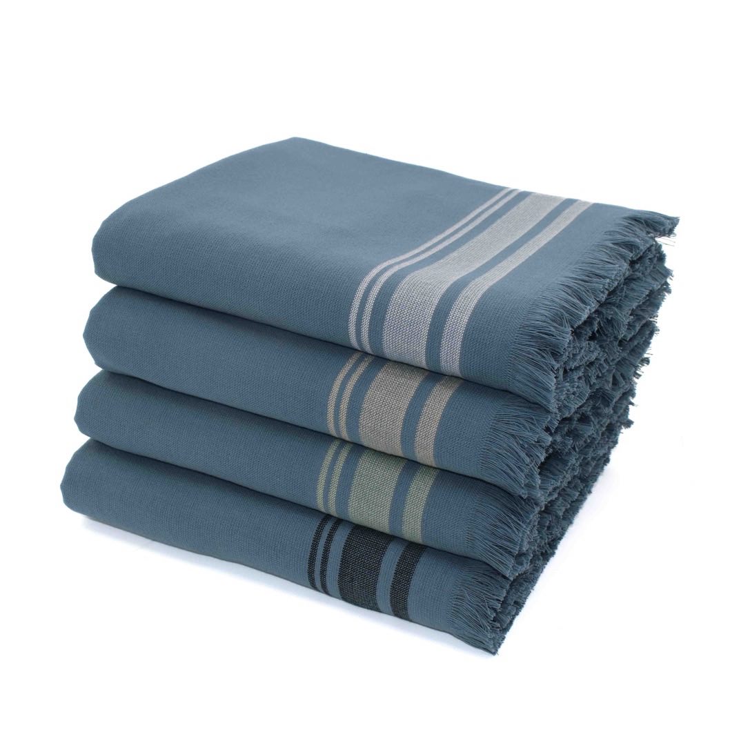 Terry fouta in cotton stormy blue 100x180 FARO