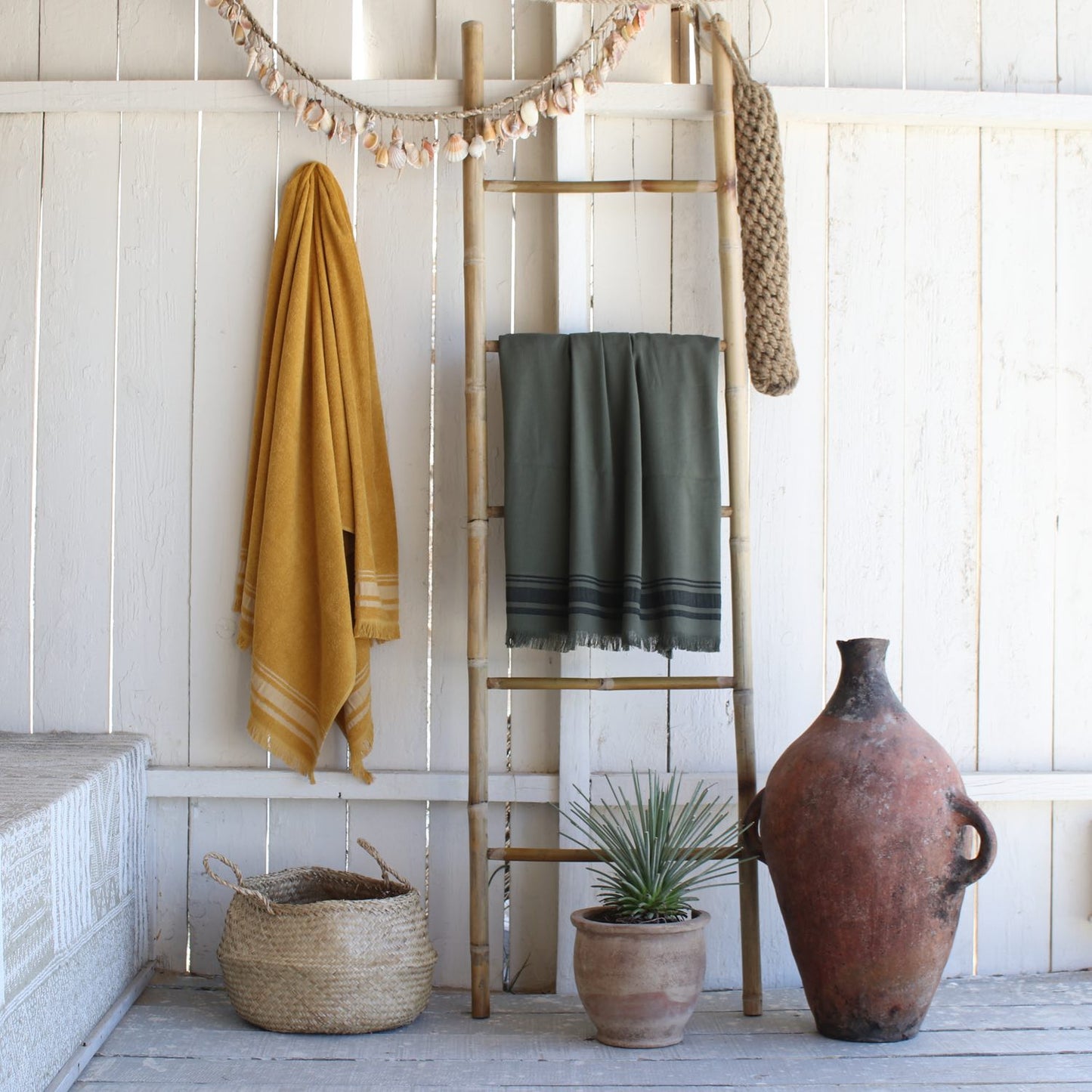 Fouta éponge XXL coton vert kaki 200x180 FARO febronie.com