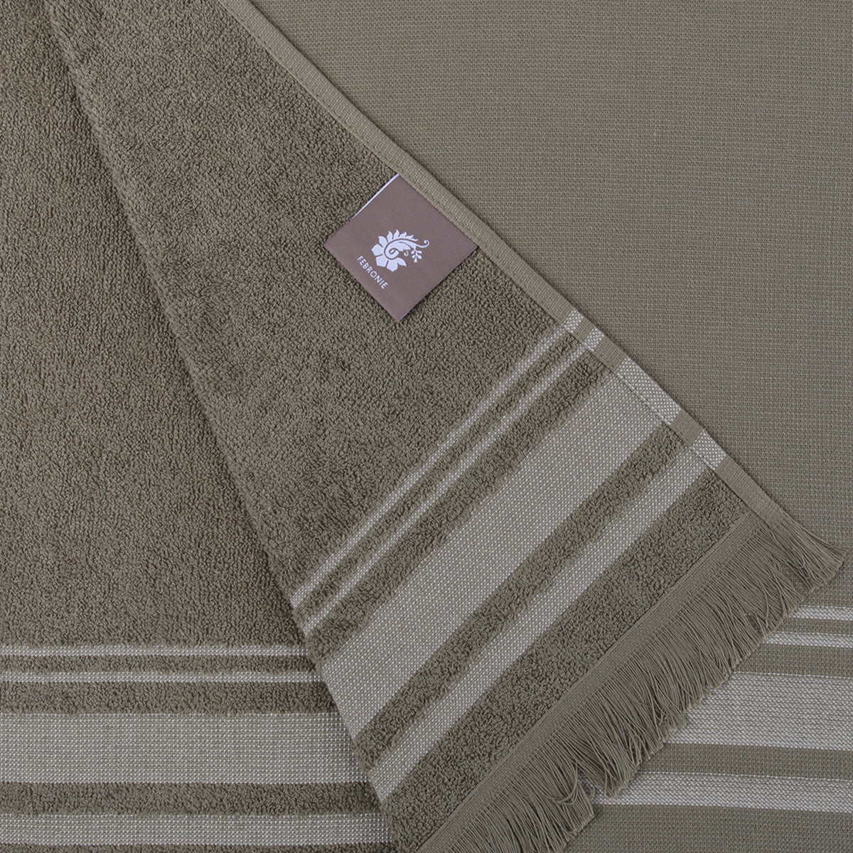 Fouta éponge coton vert lichen 100x180 FARO