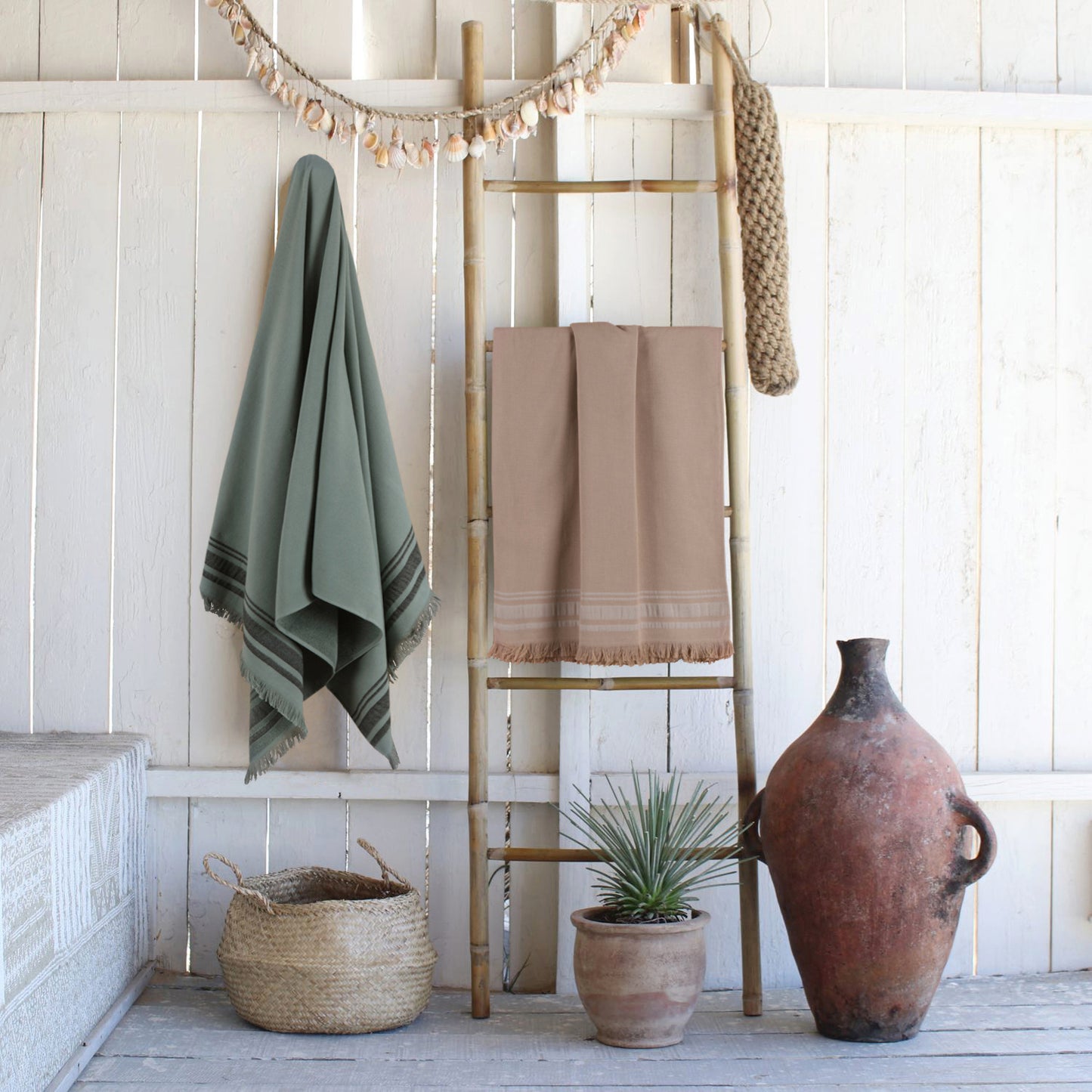 Fouta éponge XXL coton vert céladon 200x180 FARO