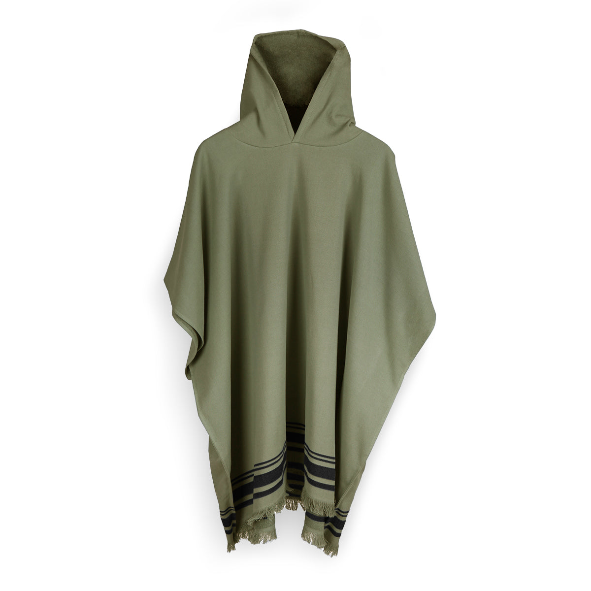 Terry poncho in cotton khaki green / black FARO