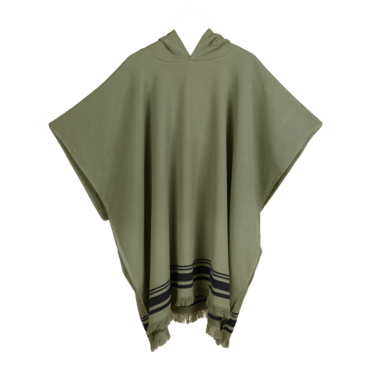 Terry poncho in cotton khaki green / black FARO