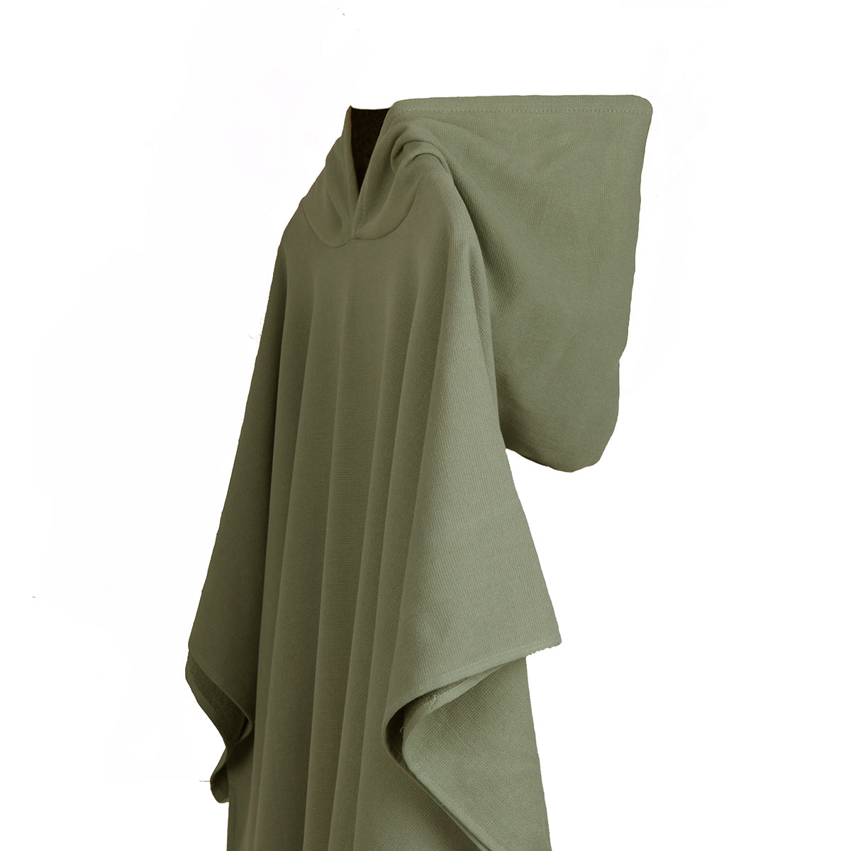 Terry poncho in cotton khaki green / black FARO