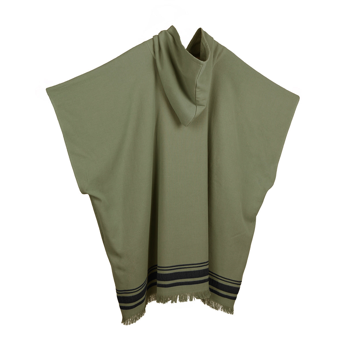 Terry poncho in cotton khaki green / black FARO