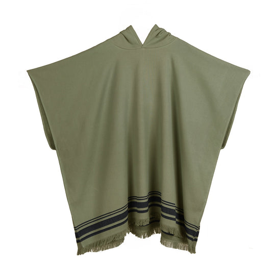 Poncho éponge coton vert kaki / noir FARO - febronie.com