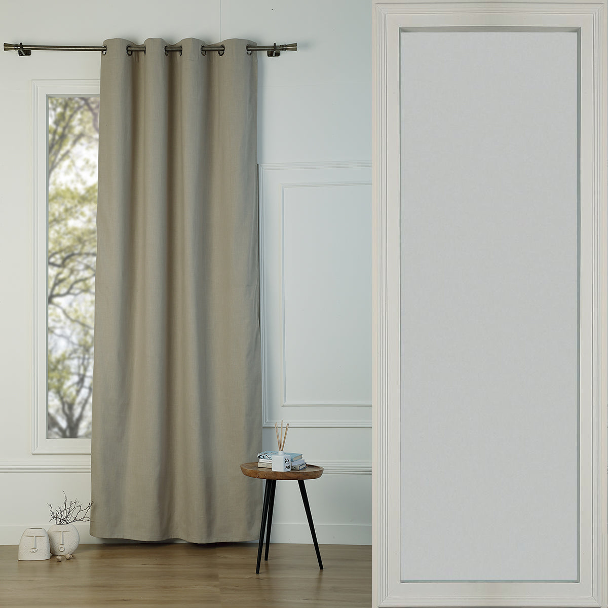 Eyelet curtain in washed linen 140x260 PAUL