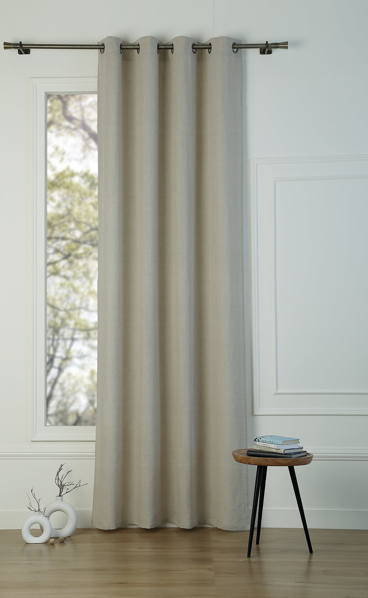 Eyelet curtain in washed linen 140x260 PAUL