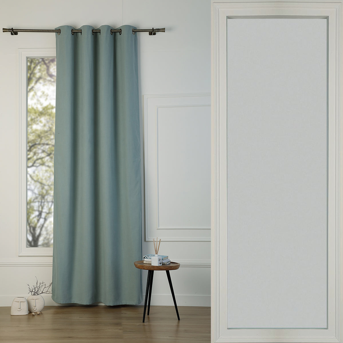 Eyelet curtain in washed linen 140x260 PAUL