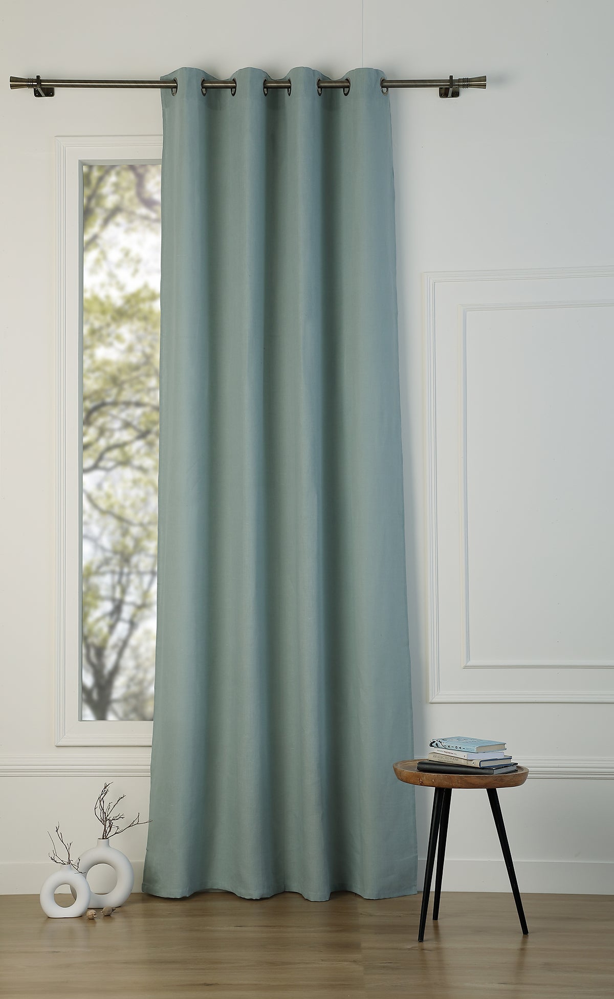 Eyelet curtain in washed linen 140x260 PAUL