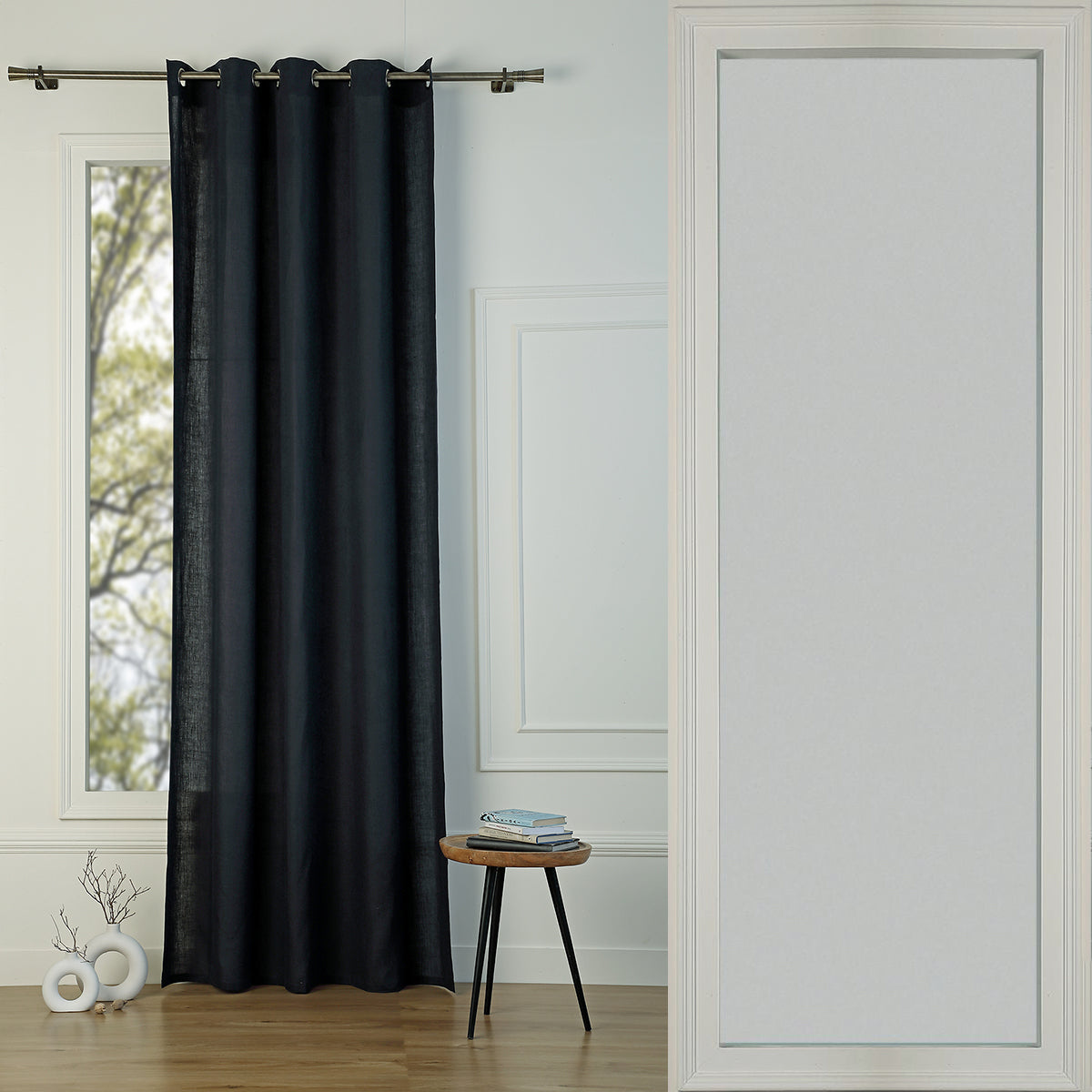 Eyelet curtain in washed linen 140x260 PAUL