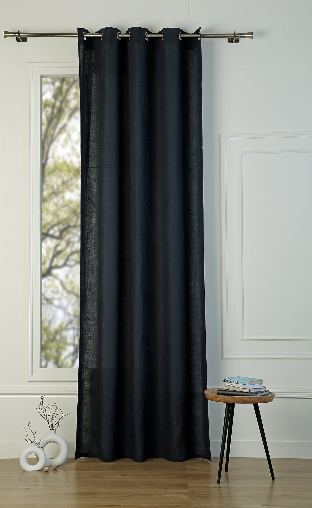 Eyelet curtain in washed linen 140x260 PAUL