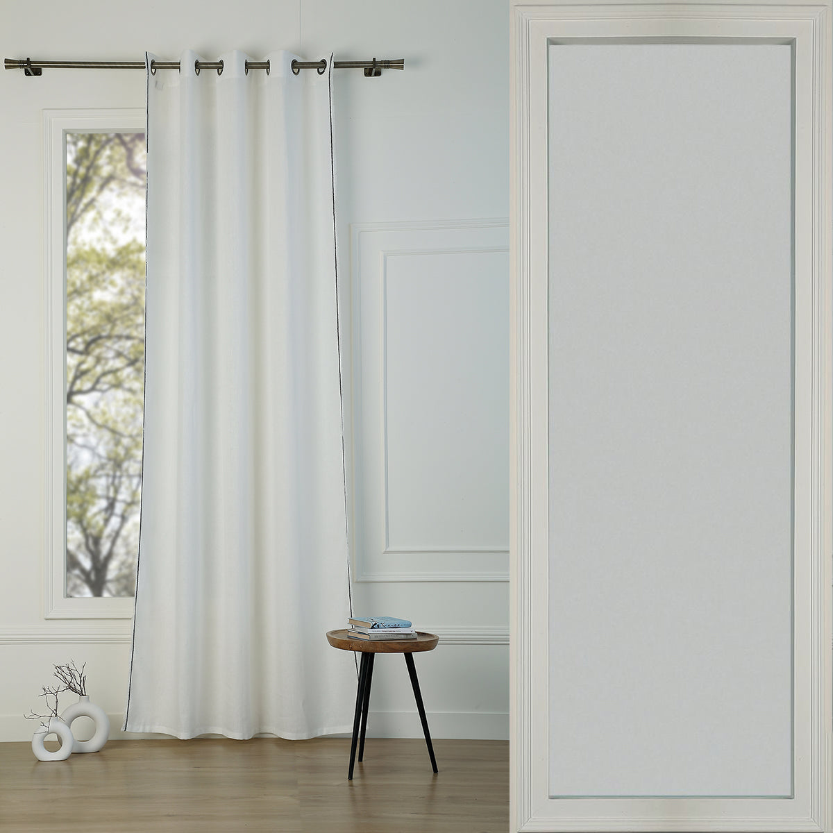 Eyelet curtain in washed linen 140x260 GABRIEL